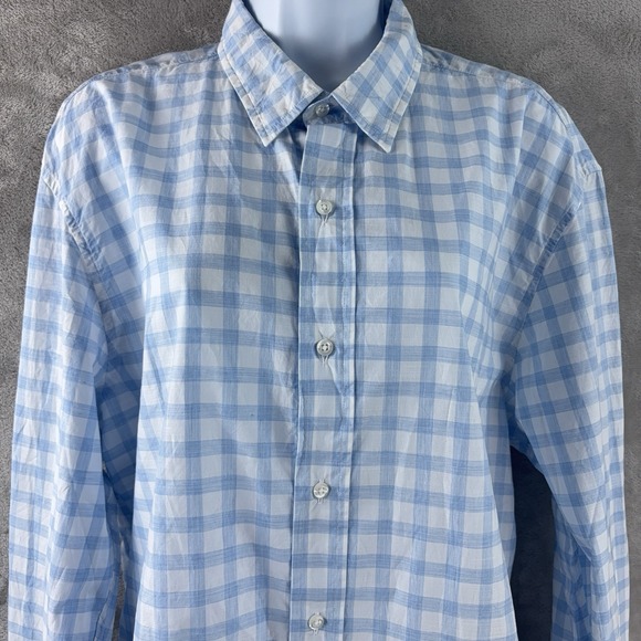 Frank & Eileen Fiona Button Down Shirt Womens Size XL Blue Gingham Check Italy - Picture 3 of 6